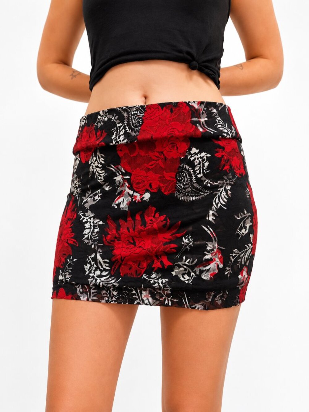 Floral Lace Mini Skirt